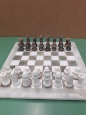 Schachbrett (40x40cm) SCHACHFIGUREN GENUINE ALABASTER MADE IN ITALY   (25-109)