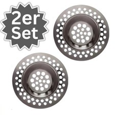 2x Abflusssieb Abfluss Sieb Haarsieb Küche Spülbecken Dusche Badewanne Edelstahl