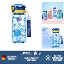 Kinder-Trinkflasche BPA-frei 600ml mit Auslaufsicherem Flip-Top Strohhalm Out...