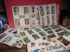 alte Oblaten Glanzbilder für Poesiealbum  vor 1960 Konvolut auf 13 Bögen