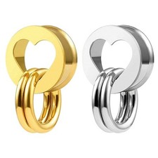 Flesh Tunnel Herz Ohr Plug Double Flared Edelstahl Ohrpiercing mit 2 Ringen