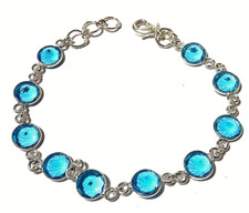 SCHWEIZ BLAUTOPAS Edelstein HANDGEFERTIGT 925 Sterlingsilber Schmuck Armband