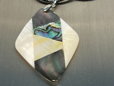  Anhänger Abalone & Perlmutt ca   35 x 50 mm & Kette 50 + 5 cm 