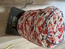 Chenille Baumwolle Rot Weis Bobbel 465 gr. Wolle Garn