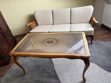 Chippendale Herrnzimmer Tisch mit Dreisitzer Sofa, Wiener Geflecht