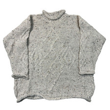 Mcdevitt Ireland Cork Aran Strickpullover Pullover 100% Wolle Beige Damen M/L