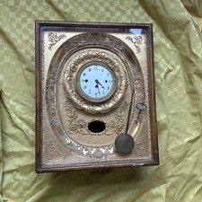 Wiener Empire Rahmenuhr 4/4 Schlag Wanduhr Gold Antik Pendeluhr Biedermeier Uhr