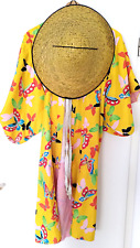 Fasching Kostüm Geisha Yukata Kimono Kleid Schmetterlingsmuster Gelb China Hut