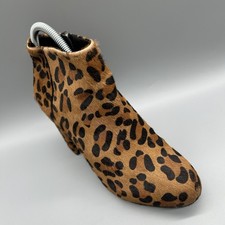 Topshop Stiefeletten Ponyhaar Leopard Blockabsatz braun schwarz Damen UK 4