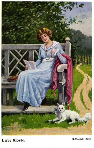 Lesende frau mit hund liebe - lesende, hund,