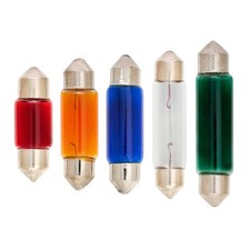 10x Soffitte 12V 5W S8,5 Lampe Birne 12Volt 5 Watt C5W Rot Grün Blau 31mm - 44mm
