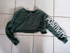 Pulli + cropped + M + H&M + grün + Sweatshirt + Pullover + Shirt + Goa + BoHo 