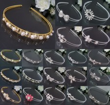 Haarreif Silber Gold Diadem Strass Hochzeit Kommunion Braut Haarschmuck Neu VH7#