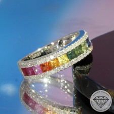 Wert 2250 € Diamant Saphir Ring in 585 14 Karat Weiß Gold