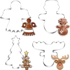 Ausstechformen Weihnachten, 4 Stück Schneemann Plätzchen Ausstecher, Edelstahl
