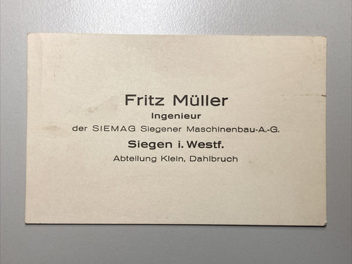 Alte visitenkarte siemag - alte,