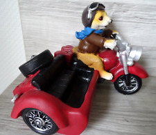 Deko Erdmännchen auf Motorrad m. Beiwagen-ca. 15 x 17 cm--Dekofigur -Spardose *