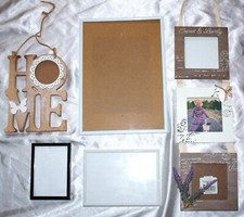5x Bilderrahmen Set Paket Shabby HOME Weiß 3er Lavendel Foto Sammlung Gallerie