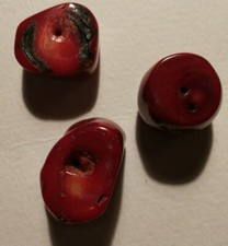 Hobbyauflösung 3 Stk. Bambus Koralle Perlen Rot barock ca. 18 - 28 mm  #109D