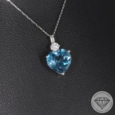 Wert 670 € Brillant Topas Herz Anhänger mit Kette in 900 Platin