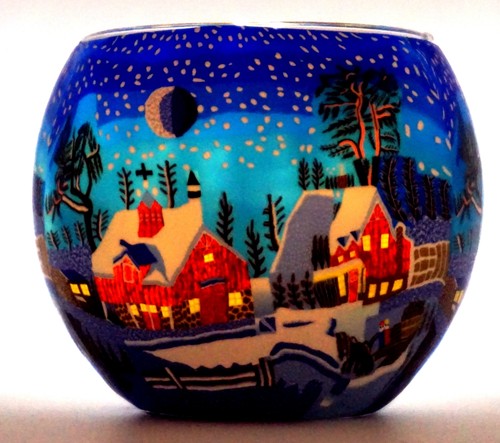 Leuchtglas winterzeit teelicht - leuchtglas,