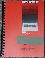 STUDER REVOX   A 721 Tape Recorder Serviceanleitung D