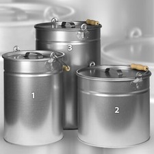 Ascheeimer verzinkt | Metalleimer Ascheimer Blecheimer mit Deckel B-Ware - Beule