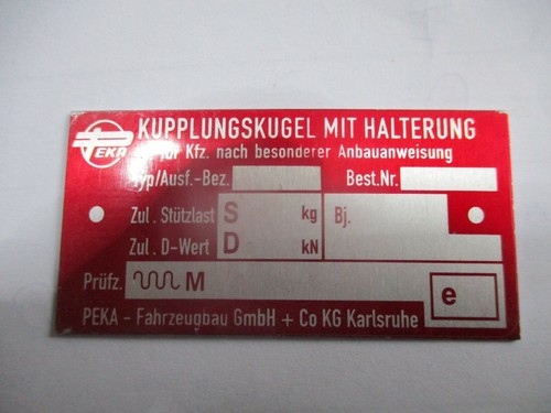 Typenschild ahk peka - typenschild,