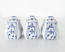 Vintage Konvolut Vorratsdosen Gewürzdosen 3 Stück Indisch Blau Strohblume