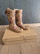 NEU Bisgaard Gummistiefel Gr. 32 Camel Flowers Braun Mädchen NP 50€ Ungefüttert 