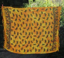SARONG Australia-Style orangetöne Echse Gecko Cicak Sarung Pareo Wickeltuch Bali