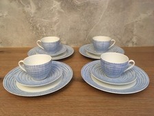 Arzberg Bastdekor blau 2000 4x Kaffee Gedeck Tasse Teller Vintage Design 50er