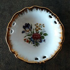 Kleiber Porzellanschale, rund D 9,5 cm, 22 Karat Goldauflage "Classic Flowers"