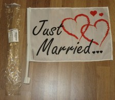 Autofahne mit Hochzeitsmotiv "Just Married", Wedekind, Hochzeit