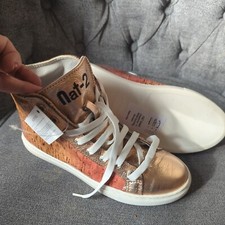 Nat-2 Kork Leder Sneaker Hightop Gr 37 Rose Gold glänzend Damen Mädchen  neu !
