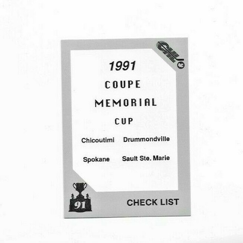 Chl playercard 1991 - chl, memorial