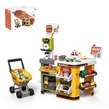 Kinder-Putzwagen Kaufmannsladen Kinder mit Zubehör, Kaufladen Kasse Kinder