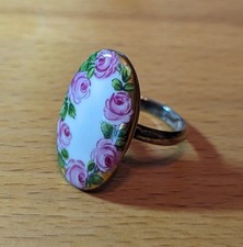 925 Silber Ring mit Porzellan