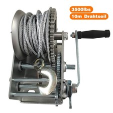 3500lbs 1588kg Seilwinde Handseilwinde Bootswinde Winde Anhänger + Drahtseil 10m