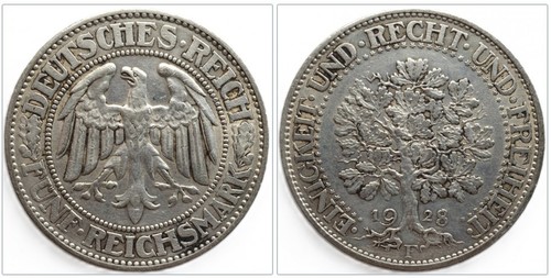 Fünf reichsmark 1928 - 1928, f