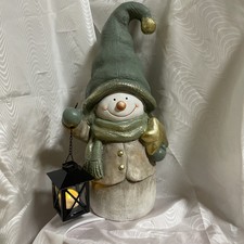 Schneemann mintfarbend mit Laterne für Teelicht * H=42,5cm B=21cm