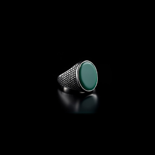Tiger grün ring oval - grün, silber