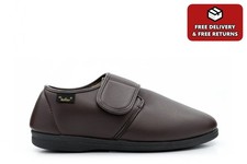 Dr. Keller Herren Hausschuhe Herren Touch Fasten Pantoffeln passend Kunstleder braun