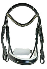 Exklusive KANDARE z.T. rundgenäht + Lack, schwarz+weiß unterlegt, schwed Gr Pony