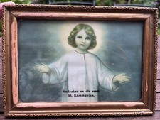 Andenken an die 1. hl. Kommunion, Bild Engel im Holzrahmen 20x14cm (incl Rahmen)