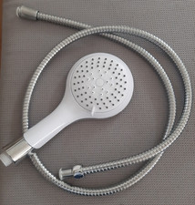 Duschkopf Handbrause Sprühkopf 4 Strahlarten Ø12cm, weiss rund mit Schlauch
