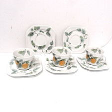 Kaffee Gedeck 3 Tassen 5 Teller V&B Porzellan Gallo Lombardia Apricot weiß 8tlg.