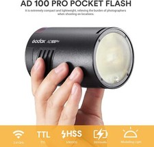 GODOX AD100Pro TTL Flash HSS 1/8000s Blitz Taschenblitz mit 2600 mAh Akku Set   