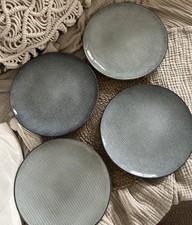 Handgemachte 4 Speiseteller, Teller Nordic Sea Broste Copenhagen blaugrau 26 cm