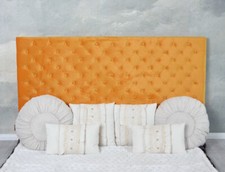 Polsterkopfteil Betthaupt Samt Bett Kopfende Wandkissen Senf Wandpolster 180cm